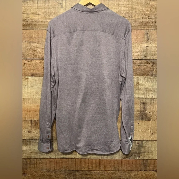🌻 Ted Baker Timothy Slim Fit Cotton Jersey Shirt size 5 in heathered Purple - Picture 2 of 9